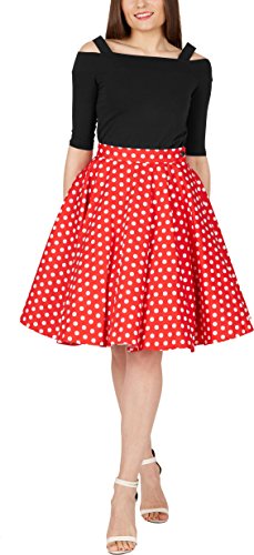 BlackButterfly Polka-Dots 1950er-Jahre Swing Tellerrock (Rot, EUR 42 - L)