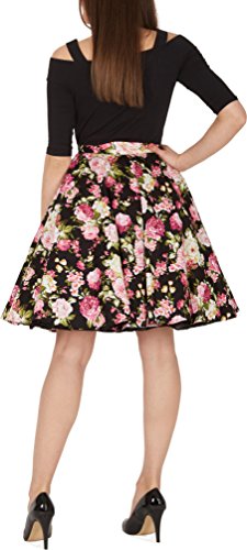 BlackButterfly Floral 'Divinity' 1950er-Jahre Swing Tellerrock (Schwarz, EUR 50 - 4XL) - 3