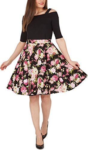 BlackButterfly Floral 'Divinity' 1950er-Jahre Swing Tellerrock (Schwarz, EUR 50 - 4XL) - 4