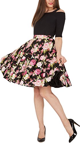 BlackButterfly Floral 'Divinity' 1950er-Jahre Swing Tellerrock (Schwarz, EUR 50 - 4XL) - 5