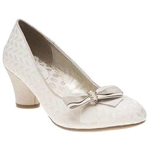 LADIES RUBY SHOO LILY CREAM LOW HEELED VINTAGE STYLE RETRO WEDDING SHOES-UK 5 (EU 38)