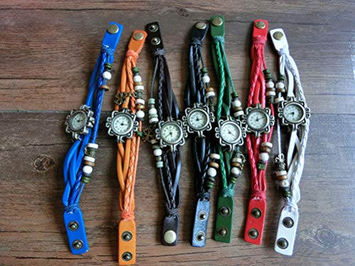 Demarkt Retro Vintage Klee Design Damen Armbanduhr Armreif Uhr Anhänger Spangenuhr Quarzuhren (Grün) - 4