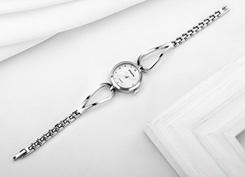 ETEVON Frauen Quarz Silber Armbanduhr mit Kleine Crystal Zifferblatt und Hohlen Armband Wasserdicht Lässig Einfache Verkleiden Armbanduhren für Damen - 6