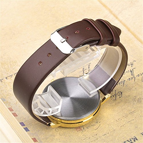 Better Dealz VINTAGE Weltkarte Uhr Lederausstattung Leichtmetall Damen Analoge Quarz Armbanduhr,retro kaffee - 3