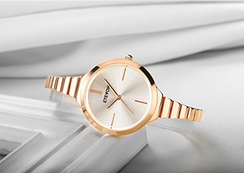 ETEVON Women's Quartz Rose Gold Armband Uhr mit High-End Edelstahl Case, elegante Luxus-Gold-Tone Kleid Handgelenk Uhren für Damen - 3