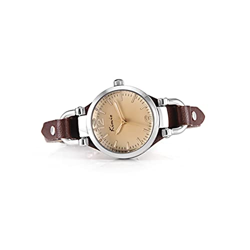 Alienwork Mini Damen/Mächen-Uhr Silber Braun-Glas Leder-Armband Braun YH.KW545S-03 - 3
