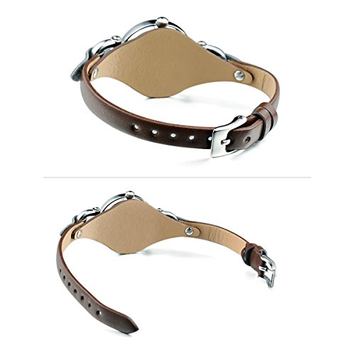 Alienwork Mini Damen/Mächen-Uhr Silber Braun-Glas Leder-Armband Braun YH.KW545S-03 - 4