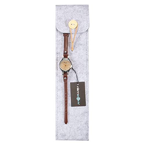 Alienwork Mini Damen/Mächen-Uhr Silber Braun-Glas Leder-Armband Braun YH.KW545S-03 - 6