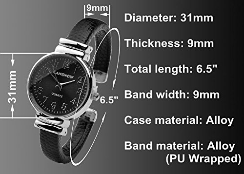 JSDDE Uhren,Damen Armbanduhr Chic Manschette Rund Damenuhr Spangenuhr Schlage Haut Band Armbanduhr Quarzuhr(Kaffee) - 5