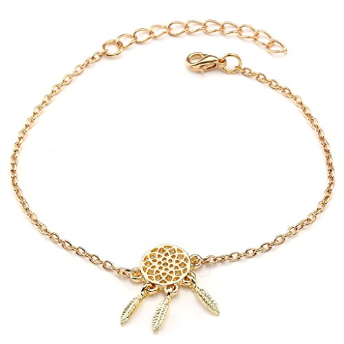 JSDDE Vintage Blumen Vogel Armbanduhr Basel-Stil Weiß Quarz Uhr + Traumfänger Anhänger Armband Halskette Geschenk Set - 5