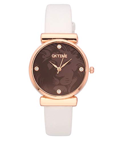 JSDDE Uhren, Damenmode Pfingstrosen Blume Armbaduhr,Basel-stil Flexband Quarzuhr(Weiß) - 2