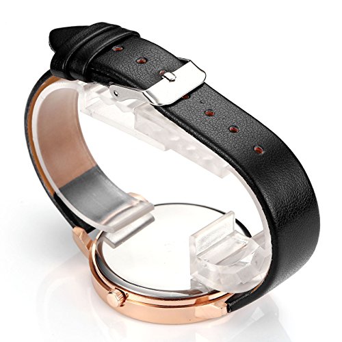 JSDDE Uhren,2er Set Modische Schmetterling Blumen Armbanduhr Basel-Stil Damen Uhr PU Lederband Rosegold Analog Quarzuhr - 4