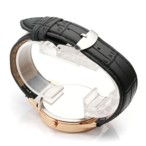 JSDDE Uhren,Vintage Damen Armbanduhr Skizze Elefant Zifferblatt Armbanduhr Leder Armband Analog Quarz Uhr,Schwarz - 3