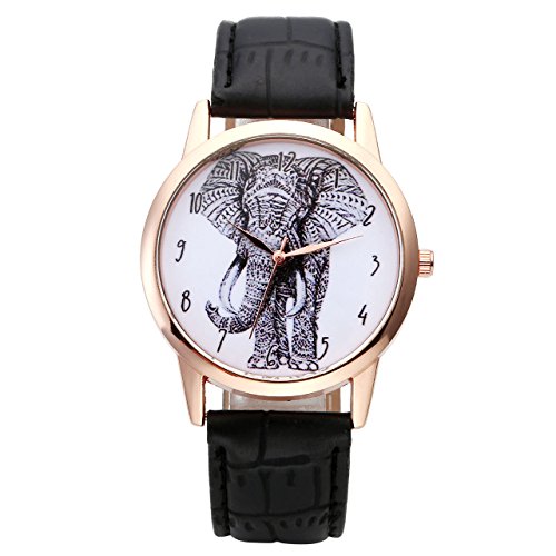 JSDDE Uhren Set,Vintage Damen Armbanduhr Elefant+Organ Herz+Blumen Damenuhr Basel-Stil Analog Quarzuhr 3x Uhren - 4