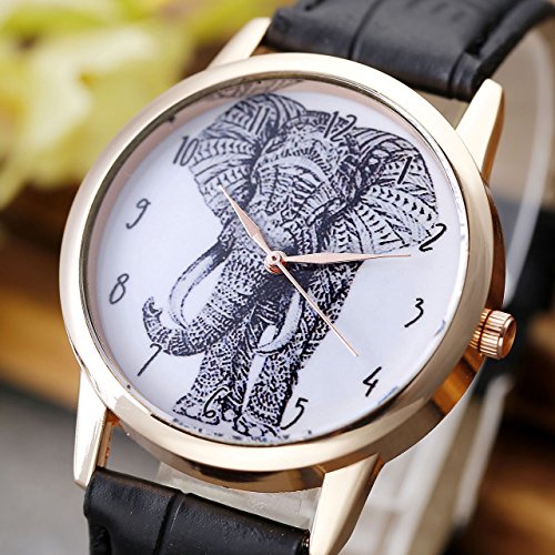 JSDDE Uhren Set,Vintage Damen Armbanduhr Elefant+Organ Herz+Blumen Damenuhr Basel-Stil Analog Quarzuhr 3x Uhren - 5