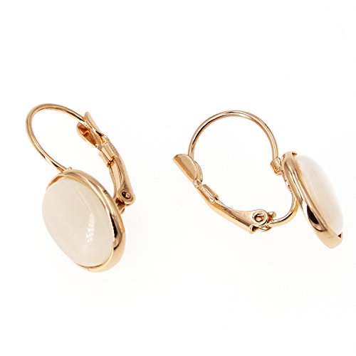 Yoursfs Vintage Damen Ohrclips Rote Oval Opal Klipp Ohrringe mit 18K Rosegold Vergoldeteund Groß Perle für Damen Frauen Mädchen - 4