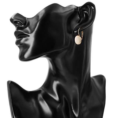 Yoursfs Vintage Damen Ohrclips Rote Oval Opal Klipp Ohrringe mit 18K Rosegold Vergoldeteund Groß Perle für Damen Frauen Mädchen - 6