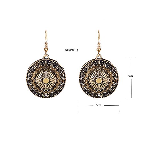 Lureme Ethnisch Schmuck Antique Gold Runden Shaped Pendant Hook Ohrringe for Women and Mädchen (02004293-2) - 5