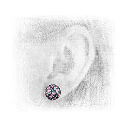 SCHMUCKZUCKER Damen Ohrstecker „Vintage Rosen“ Modeschmuck Ohrringe silber-farben schwarz 14mm - 3