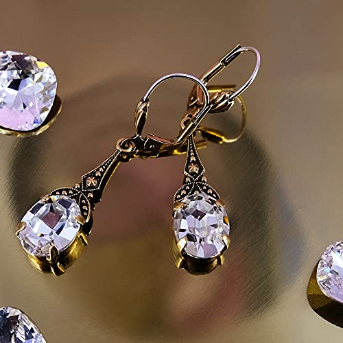 Jugendstil Ohrringe mit Kristallen von Swarovski® Gold Crystal NOBEL SCHMUCK - 5