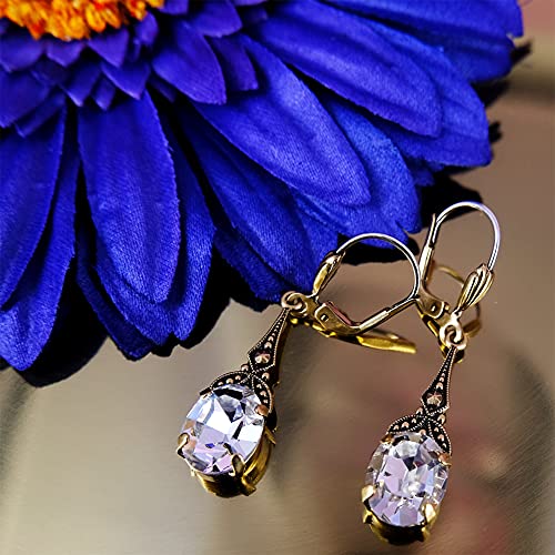 Jugendstil Ohrringe mit Kristallen von Swarovski® Gold Crystal NOBEL SCHMUCK - 4