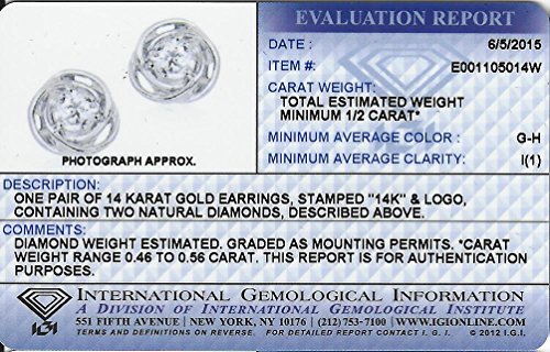 Diamond Studs Forever - Solitaire-Ohrstecker - 0,5 ct. Diamanten GH/I1 - Weißgold 14 K - 6