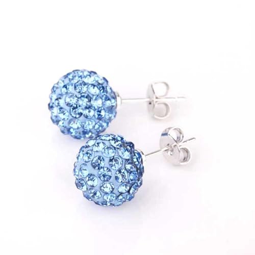 Kim Johanson Damen Ohrringe „Shamballa“ Hellblau aus 925 Sterling Silber mit Zirkonia Steinchen besetzt inkl. Schmuckbeutel - 2