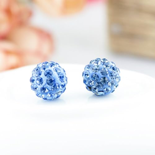 Kim Johanson Damen Ohrringe „Shamballa“ Hellblau aus 925 Sterling Silber mit Zirkonia Steinchen besetzt inkl. Schmuckbeutel - 3