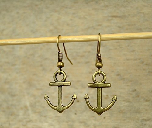 Ohrringe mit Anker bronze maritime Ohrringe Wolkenfabrik Schmuck handmade einzigartig Messing nickelfrei