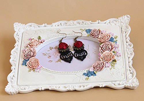 Yazilind Retro Style Lace Baumeln Rote Rose Blume Ohrring Stilvolle Schmuck Für Frauen Geschenkidee - 6