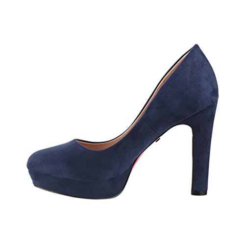 Elara Damen Pumps | Bequeme High Heels | Vintage-Style | Abendschuh Trendy | Chunkyrayan | E22360 Navy-39 - 2