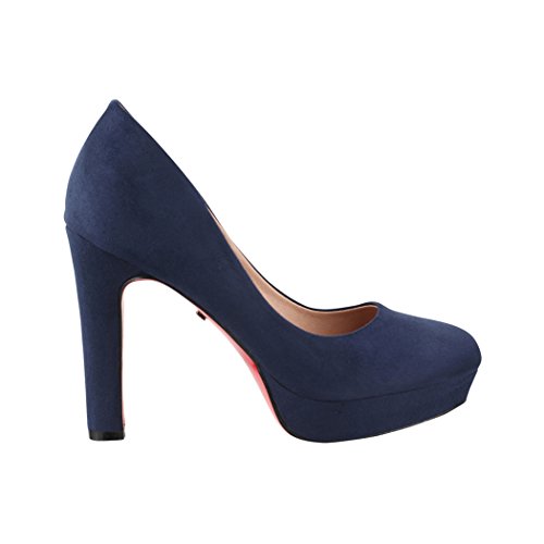 Elara Damen Pumps | Bequeme High Heels | Vintage-Style | Abendschuh Trendy | Chunkyrayan | E22360 Navy-39 - 3