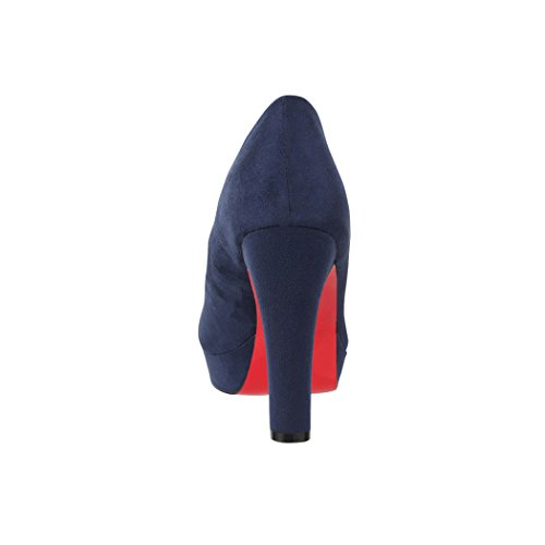 Elara Damen Pumps | Bequeme High Heels | Vintage-Style | Abendschuh Trendy | Chunkyrayan | E22360 Navy-39 - 5