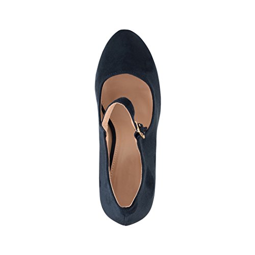 Elara Damen Pumps | Bequeme Riemchen High Heels | Vintage-Style | Abendschuh Trendy | Chunkyrayan | 8906 Blue-40 - 6