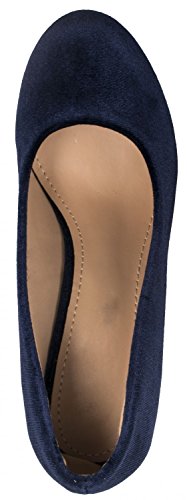 Elara Damen Pumps | Keilabsatz Wedges Plateau Schuhe | Chunkyrayan S77-Blau-36 - 5