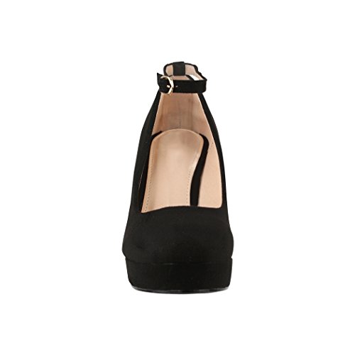 Elara Damen Pumps | Keilabsatz Wedges Plateau Schuhe | Chunkyrayan JA155 Black-40 - 4