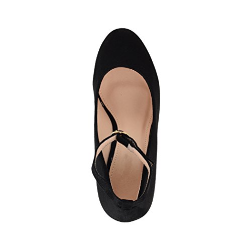 Elara Damen Pumps | Keilabsatz Wedges Plateau Schuhe | Chunkyrayan JA155 Black-40 - 6