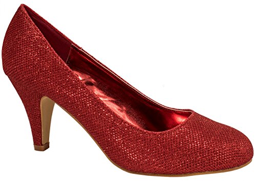 Elara Damen Pumps | Bequeme High Heels Glitzer | Hochzeit Stiletto 9373-E22108-Rot-38