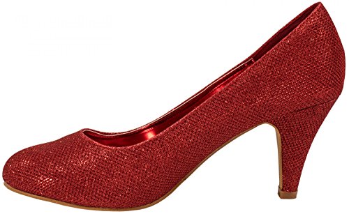 Elara Damen Pumps | Bequeme High Heels Glitzer | Hochzeit Stiletto 9373-E22108-Rot-38 - 2