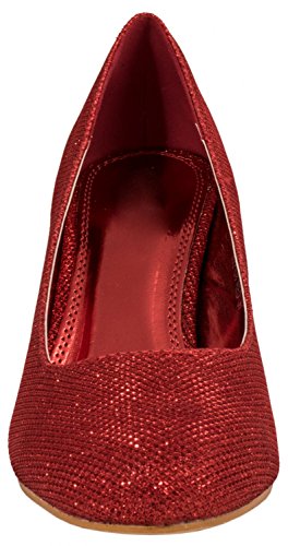 Elara Damen Pumps | Bequeme High Heels Glitzer | Hochzeit Stiletto 9373-E22108-Rot-38 - 3