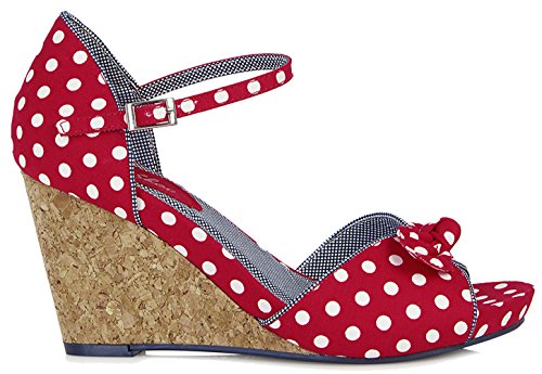 Ruby Shoo MOLLY Vintage Polka DOTS Punkte 50s Riemchen WEDGES / Pumps Rockabilly - 2