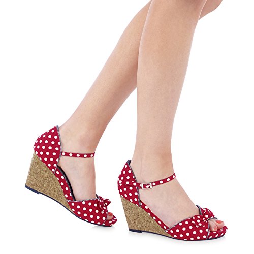 Ruby Shoo MOLLY Vintage Polka DOTS Punkte 50s Riemchen WEDGES / Pumps Rockabilly - 4