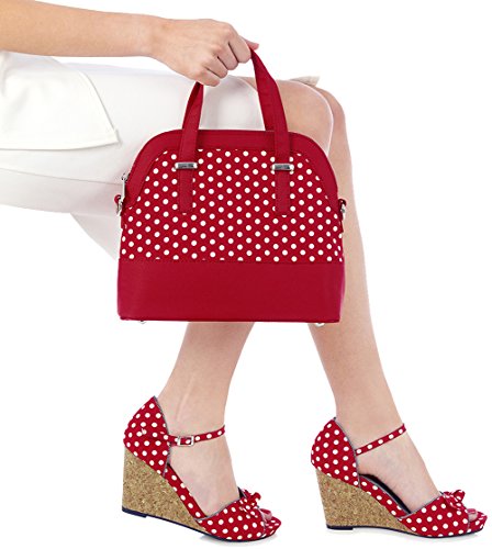 Ruby Shoo MOLLY Vintage Polka DOTS Punkte 50s Riemchen WEDGES / Pumps Rockabilly - 4