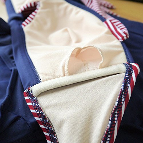 Futurino Damen Frühjahr/Sommer Vintage Retro Nautical Sailor Bügel Push Up Bikini Sets Bademode (EU42, Marine) - 6