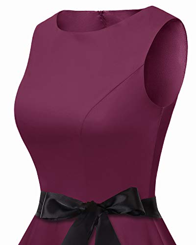 bbonlinedress 50s Retro Schwingen Vintage Rockabilly kleid Faltenrock Burgundy M - 5