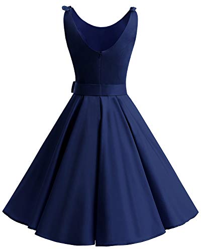 Bbonlinedress 1950er Vintage Polka Dots Pinup Retro Rockabilly Kleid Cocktailkleider Navy S - 3