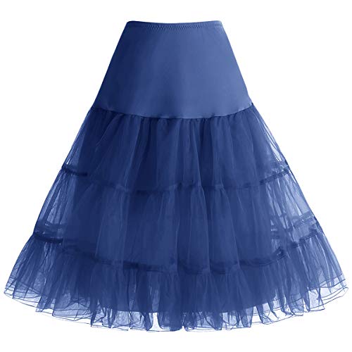 bbonlinedress Organza 50s Vintage Rockabilly Petticoat Underskirt Navy S