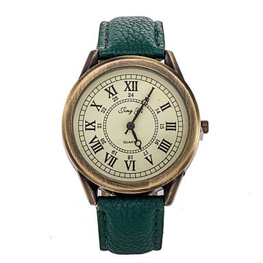 Herren / Damen Modeuhr Quartz Armbanduhren für den Alltag Leder Band Vintage Schwarz / Rot / Braun / Grün Marke