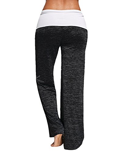 GAMISS Damen Casual Palazzohose Marlene Hose Sport Hosen mit weitem Bein Schwarz S - 2