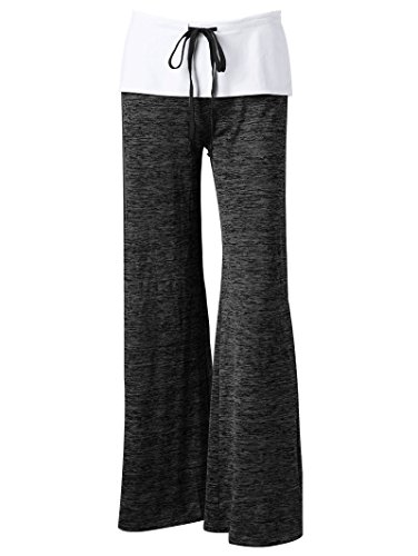 GAMISS Damen Casual Palazzohose Marlene Hose Sport Hosen mit weitem Bein Schwarz S - 3